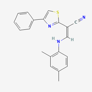 molecular formula C20H17N3S B2922609 (Z)-3-((2,4-dimethylphenyl)amino)-2-(4-phenylthiazol-2-yl)acrylonitrile CAS No. 374614-57-0