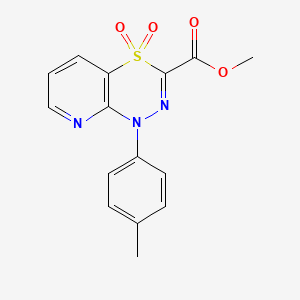 molecular formula C15H13N3O4S B2922611 methyl 1-(4-methylphenyl)-1H-pyrido[2,3-e][1,3,4]thiadiazine-3-carboxylate 4,4-dioxide CAS No. 1707586-38-6