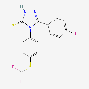 molecular formula C15H10F3N3S2 B2922613 4-(4-((Difluoromethyl)thio)phenyl)-5-(4-fluorophenyl)-4h-1,2,4-triazole-3-thiol CAS No. 930396-03-5