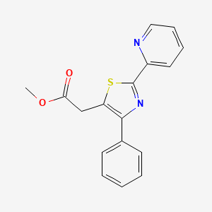 molecular formula C17H14N2O2S B2922615 Methyl 2-[4-phenyl-2-(2-pyridinyl)-1,3-thiazol-5-yl]acetate CAS No. 861209-68-9