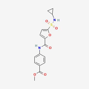 molecular formula C16H16N2O6S B2922616 methyl 4-(5-(N-cyclopropylsulfamoyl)furan-2-carboxamido)benzoate CAS No. 1171338-34-3