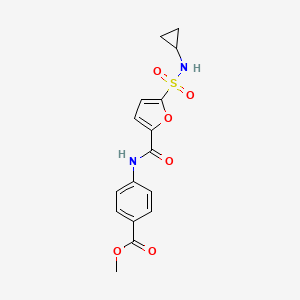 molecular formula C16H16N2O6S B2922616 4-(5-(N-环丙基磺酰基)呋喃-2-甲酰氨基)苯甲酸甲酯 CAS No. 1171338-34-3