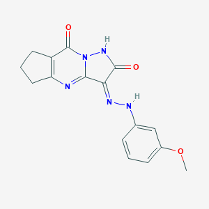 molecular formula C16H15N5O3 B292262 (10Z)-10-[(3-methoxyphenyl)hydrazinylidene]-1,8,12-triazatricyclo[7.3.0.03,7]dodeca-3(7),8-diene-2,11-dione 