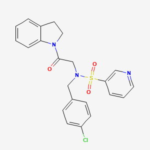 molecular formula C22H20ClN3O3S B2922627 N-(4-chlorobenzyl)-N-(2-(indolin-1-yl)-2-oxoethyl)pyridine-3-sulfonamide CAS No. 1021106-40-0