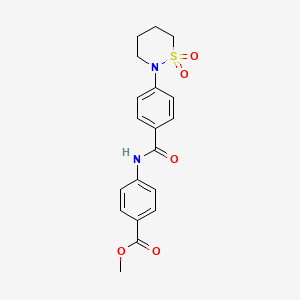 molecular formula C19H20N2O5S B2922629 Methyl 4-[[4-(1,1-dioxothiazinan-2-yl)benzoyl]amino]benzoate CAS No. 899756-75-3