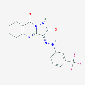 molecular formula C17H14F3N5O2 B292263 (3Z)-3-[[3-(trifluoromethyl)phenyl]hydrazinylidene]-5,6,7,8-tetrahydro-1H-pyrazolo[5,1-b]quinazoline-2,9-dione 