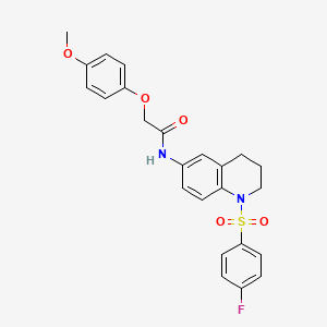 molecular formula C24H23FN2O5S B2922630 N-(1-((4-fluorophenyl)sulfonyl)-1,2,3,4-tetrahydroquinolin-6-yl)-2-(4-methoxyphenoxy)acetamide CAS No. 1005300-44-6