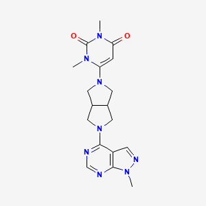 molecular formula C18H22N8O2 B2922631 1,3-Dimethyl-6-[5-(1-methylpyrazolo[3,4-d]pyrimidin-4-yl)-1,3,3a,4,6,6a-hexahydropyrrolo[3,4-c]pyrrol-2-yl]pyrimidine-2,4-dione CAS No. 2415472-92-1