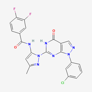 molecular formula C22H14ClF2N7O2 B2922636 N-(1-(1-(3-氯苯基)-4-氧代-4,5-二氢-1H-吡唑并[3,4-d]嘧啶-6-基)-3-甲基-1H-吡唑-5-基)-3,4-二氟苯甲酰胺 CAS No. 1171900-70-1
