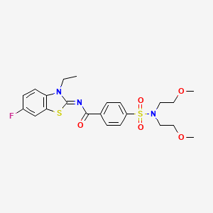 molecular formula C22H26FN3O5S2 B2922646 4-[bis(2-methoxyethyl)sulfamoyl]-N-(3-ethyl-6-fluoro-1,3-benzothiazol-2-ylidene)benzamide CAS No. 850910-13-3