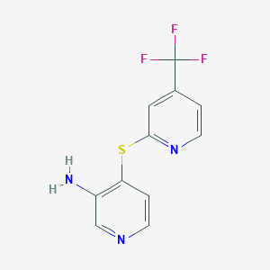 molecular formula C11H8F3N3S B2922647 4-([4-(Trifluoromethyl)pyridin-2-yl]sulfanyl)pyridin-3-amine CAS No. 1505372-23-5