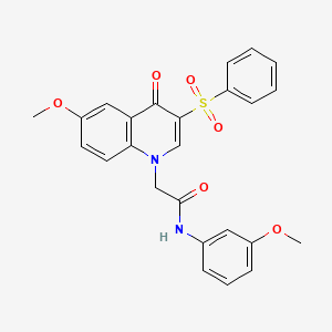 molecular formula C25H22N2O6S B2922649 2-(6-methoxy-4-oxo-3-(phenylsulfonyl)quinolin-1(4H)-yl)-N-(3-methoxyphenyl)acetamide CAS No. 902585-24-4