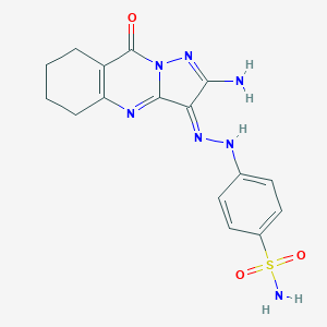 4-[(2E)-2-(2-amino-9-oxo-5,6,7,8-tetrahydropyrazolo[5,1-b]quinazolin-3-ylidene)hydrazinyl]benzenesulfonamide