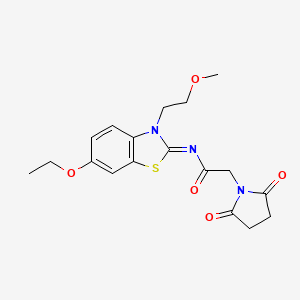 molecular formula C18H21N3O5S B2922656 (Z)-2-(2,5-dioxopyrrolidin-1-yl)-N-(6-ethoxy-3-(2-methoxyethyl)benzo[d]thiazol-2(3H)-ylidene)acetamide CAS No. 865161-96-2