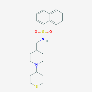 molecular formula C21H28N2O2S2 B2922657 N-((1-(tetrahydro-2H-thiopyran-4-yl)piperidin-4-yl)methyl)naphthalene-1-sulfonamide CAS No. 2034301-07-8