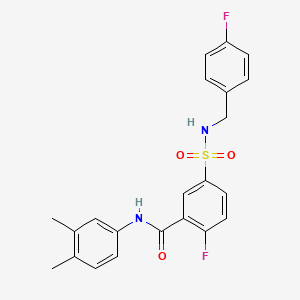 N-(3,4-dimethylphenyl)-2-fluoro-5-(N-(4-fluorobenzyl)sulfamoyl)benzamide