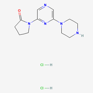 molecular formula C12H19Cl2N5O B2922666 1-(6-Piperazin-1-ylpyrazin-2-yl)pyrrolidin-2-one;dihydrochloride CAS No. 2415542-01-5