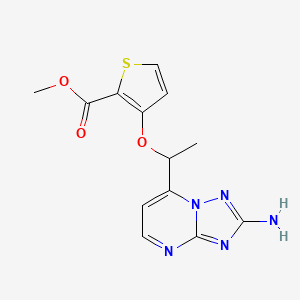 molecular formula C13H13N5O3S B2922667 Methyl 3-(1-(2-amino(1,2,4)triazolo[1,5-a]pyrimidin-7-yl)ethoxy)-2-thiophenecarboxylate CAS No. 339097-05-1