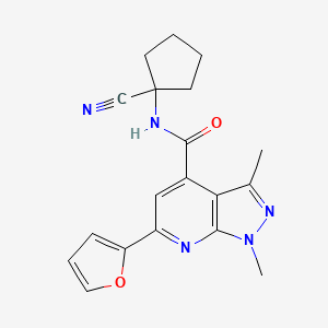 molecular formula C19H19N5O2 B2922670 N-(1-cyanocyclopentyl)-6-(furan-2-yl)-1,3-dimethyl-1H-pyrazolo[3,4-b]pyridine-4-carboxamide CAS No. 1423877-42-2