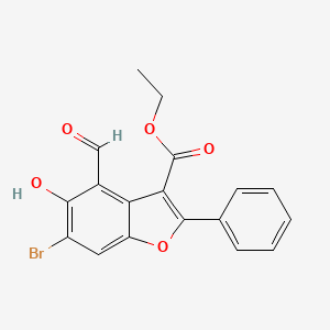 molecular formula C18H13BrO5 B2922674 Ethyl 6-bromo-4-formyl-5-hydroxy-2-phenyl-1-benzofuran-3-carboxylate CAS No. 433327-61-8