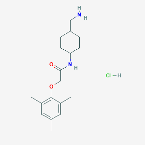 molecular formula C18H29ClN2O2 B2922678 N-[4-(氨甲基)环己基]-2-(2,4,6-三甲基苯氧基)乙酰胺；盐酸盐 CAS No. 2418644-03-6