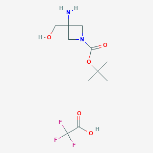 molecular formula C11H19F3N2O5 B2922680 Tert-butyl 3-amino-3-(hydroxymethyl)azetidine-1-carboxylate trifluoroacetic acid CAS No. 2173996-63-7