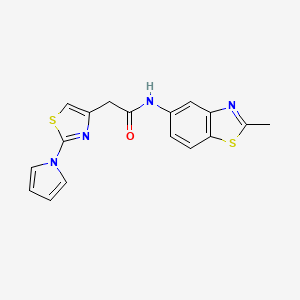 molecular formula C17H14N4OS2 B2922683 2-(2-(1H-pyrrol-1-yl)thiazol-4-yl)-N-(2-methylbenzo[d]thiazol-5-yl)acetamide CAS No. 1203307-66-7