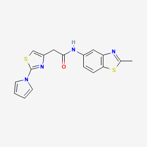 molecular formula C17H14N4OS2 B2922683 2-(2-(1H-吡咯-1-基)噻唑-4-基)-N-(2-甲基苯并[d]噻唑-5-基)乙酰胺 CAS No. 1203307-66-7