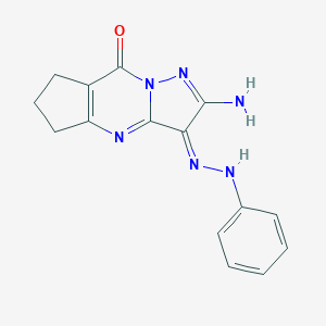 molecular formula C15H14N6O B292269 (10E)-11-amino-10-(phenylhydrazinylidene)-1,8,12-triazatricyclo[7.3.0.03,7]dodeca-3(7),8,11-trien-2-one 