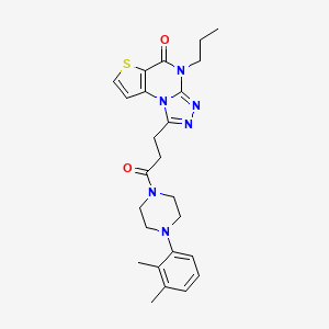 molecular formula C25H30N6O2S B2922691 1-(3-(4-(2,3-dimethylphenyl)piperazin-1-yl)-3-oxopropyl)-4-propylthieno[2,3-e][1,2,4]triazolo[4,3-a]pyrimidin-5(4H)-one CAS No. 1189898-38-1