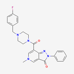molecular formula C25H24FN5O2 B2922696 7-(4-(4-fluorobenzyl)piperazine-1-carbonyl)-5-methyl-2-phenyl-2H-pyrazolo[4,3-c]pyridin-3(5H)-one CAS No. 1021210-23-0