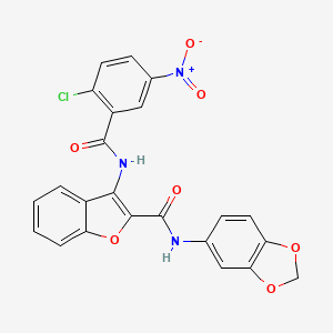 molecular formula C23H14ClN3O7 B2922704 N-(benzo[d][1,3]dioxol-5-yl)-3-(2-chloro-5-nitrobenzamido)benzofuran-2-carboxamide CAS No. 888461-21-0