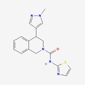molecular formula C17H17N5OS B2922705 4-(1-methyl-1H-pyrazol-4-yl)-N-(thiazol-2-yl)-3,4-dihydroisoquinoline-2(1H)-carboxamide CAS No. 2034567-07-0