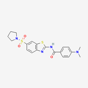 molecular formula C20H22N4O3S2 B2922709 4-(dimethylamino)-N-(6-(pyrrolidin-1-ylsulfonyl)benzo[d]thiazol-2-yl)benzamide CAS No. 881042-54-2