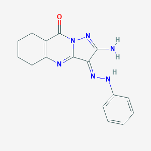 molecular formula C16H16N6O B292271 (3E)-2-amino-3-(phenylhydrazinylidene)-5,6,7,8-tetrahydropyrazolo[5,1-b]quinazolin-9-one 