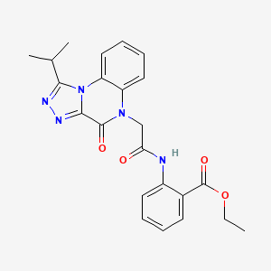 molecular formula C23H23N5O4 B2922726 ethyl 2-(2-(1-isopropyl-4-oxo-[1,2,4]triazolo[4,3-a]quinoxalin-5(4H)-yl)acetamido)benzoate CAS No. 1261010-13-2
