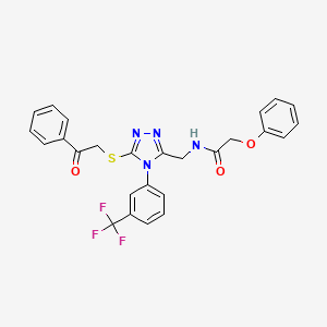molecular formula C26H21F3N4O3S B2922729 N-[[5-phenacylsulfanyl-4-[3-(trifluoromethyl)phenyl]-1,2,4-triazol-3-yl]methyl]-2-phenoxyacetamide CAS No. 389071-68-5