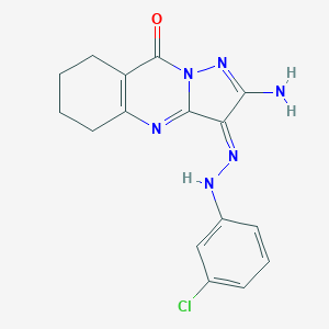 molecular formula C16H15ClN6O B292274 (3Z)-2-amino-3-[(3-chlorophenyl)hydrazinylidene]-5,6,7,8-tetrahydropyrazolo[5,1-b]quinazolin-9-one 