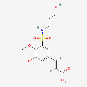 molecular formula C14H19NO7S B2922756 (2E)-3-{3-[(3-hydroxypropyl)sulfamoyl]-4,5-dimethoxyphenyl}prop-2-enoic acid CAS No. 1164517-07-0
