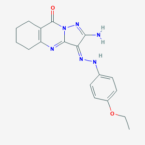 (3E)-2-amino-3-[(4-ethoxyphenyl)hydrazinylidene]-5,6,7,8-tetrahydropyrazolo[5,1-b]quinazolin-9-one