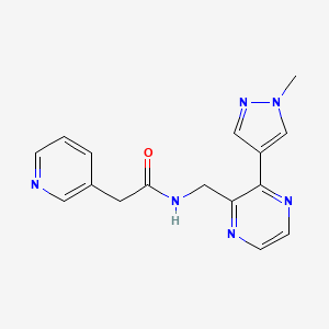 molecular formula C16H16N6O B2922763 N-((3-(1-methyl-1H-pyrazol-4-yl)pyrazin-2-yl)methyl)-2-(pyridin-3-yl)acetamide CAS No. 2034230-34-5