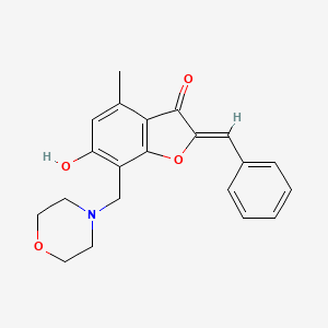 molecular formula C21H21NO4 B2922776 (Z)-2-benzylidene-6-hydroxy-4-methyl-7-(morpholinomethyl)benzofuran-3(2H)-one CAS No. 904506-02-1