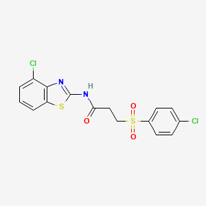 molecular formula C16H12Cl2N2O3S2 B2922781 N-(4-chlorobenzo[d]thiazol-2-yl)-3-((4-chlorophenyl)sulfonyl)propanamide CAS No. 895455-01-3