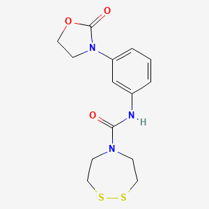 molecular formula C14H17N3O3S2 B2922794 N-[3-(2-oxo-1,3-oxazolidin-3-yl)phenyl]-1,2,5-dithiazepane-5-carboxamide CAS No. 1427963-23-2