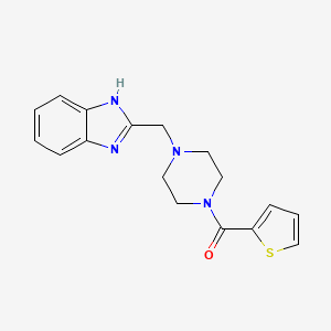 molecular formula C17H18N4OS B2922795 (4-((1H-benzo[d]imidazol-2-yl)methyl)piperazin-1-yl)(thiophen-2-yl)methanone CAS No. 1172356-10-3