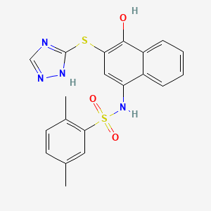 molecular formula C20H18N4O3S2 B2922801 N-[4-hydroxy-3-(1H-1,2,4-triazol-5-ylsulfanyl)naphthalen-1-yl]-2,5-dimethylbenzenesulfonamide CAS No. 865613-64-5