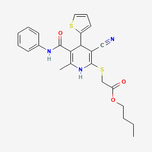 molecular formula C24H25N3O3S2 B2922804 Butyl {[3-cyano-6-methyl-5-(phenylcarbamoyl)-4-(thiophen-2-yl)-1,4-dihydropyridin-2-yl]sulfanyl}acetate CAS No. 683793-93-3