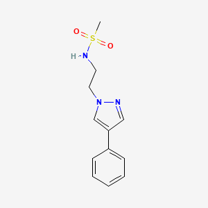 molecular formula C12H15N3O2S B2922817 N-(2-(4-phenyl-1H-pyrazol-1-yl)ethyl)methanesulfonamide CAS No. 2034352-34-4