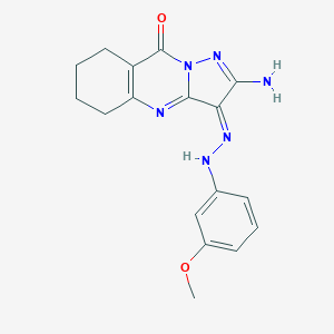 molecular formula C17H18N6O2 B292282 (3Z)-2-amino-3-[(3-methoxyphenyl)hydrazinylidene]-5,6,7,8-tetrahydropyrazolo[5,1-b]quinazolin-9-one 