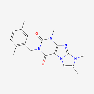 molecular formula C19H21N5O2 B2922826 2-[(2,5-Dimethylphenyl)methyl]-4,6,7-trimethylpurino[7,8-a]imidazole-1,3-dione CAS No. 887461-49-6